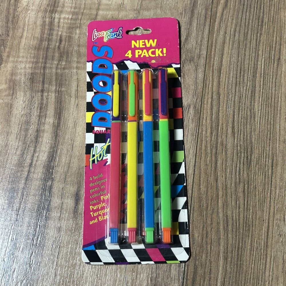 Lisa Frank Pens Vintage 1990s Square Doods 90’s New In Package Ultra Rare 4 Pens